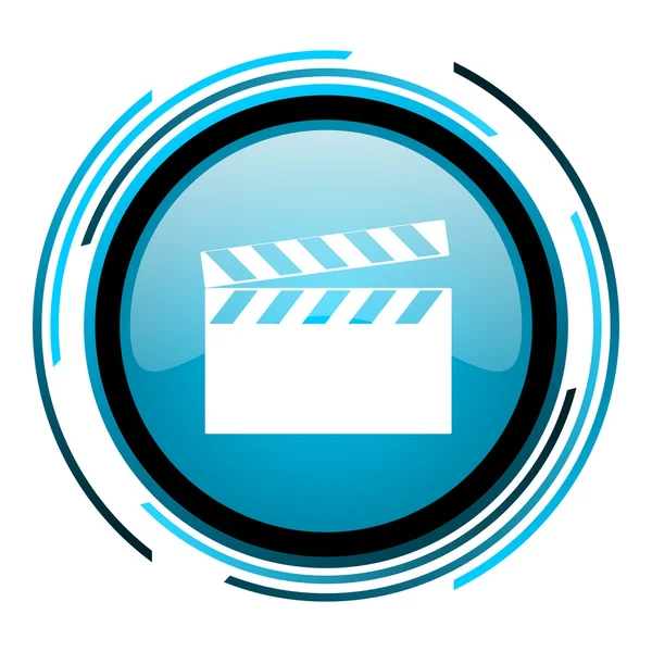Film blauer Kreis Hochglanz-Symbol — Stockfoto