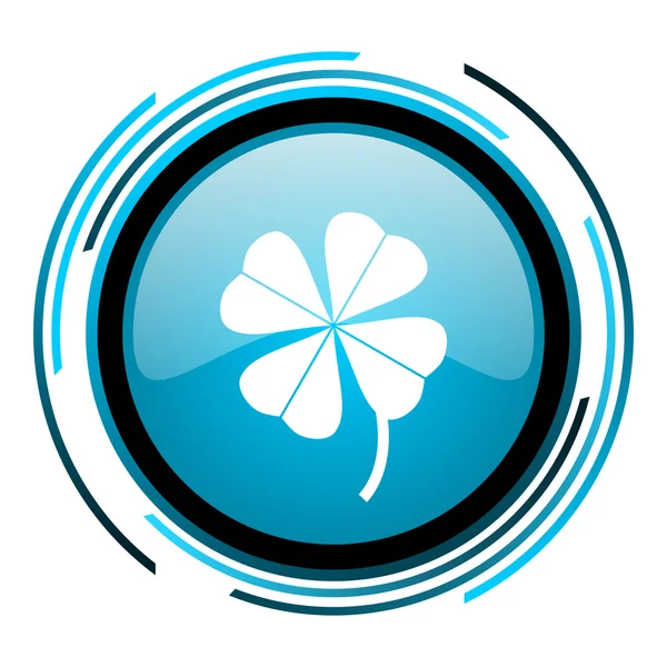 Čtyřlístek modrý kruh lesklý ikona — Stock fotografie