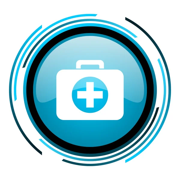 First aid kit blue circle glossy icon — Stock Photo, Image