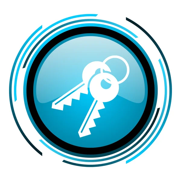 Ключі синього кола глянсова іконка — стокове фото