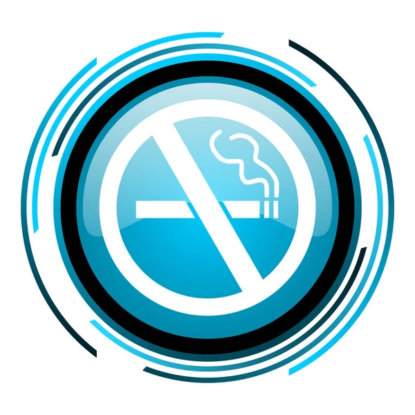 Geen rookvrije blauwe cirkel glanzende pictogram — Stockfoto