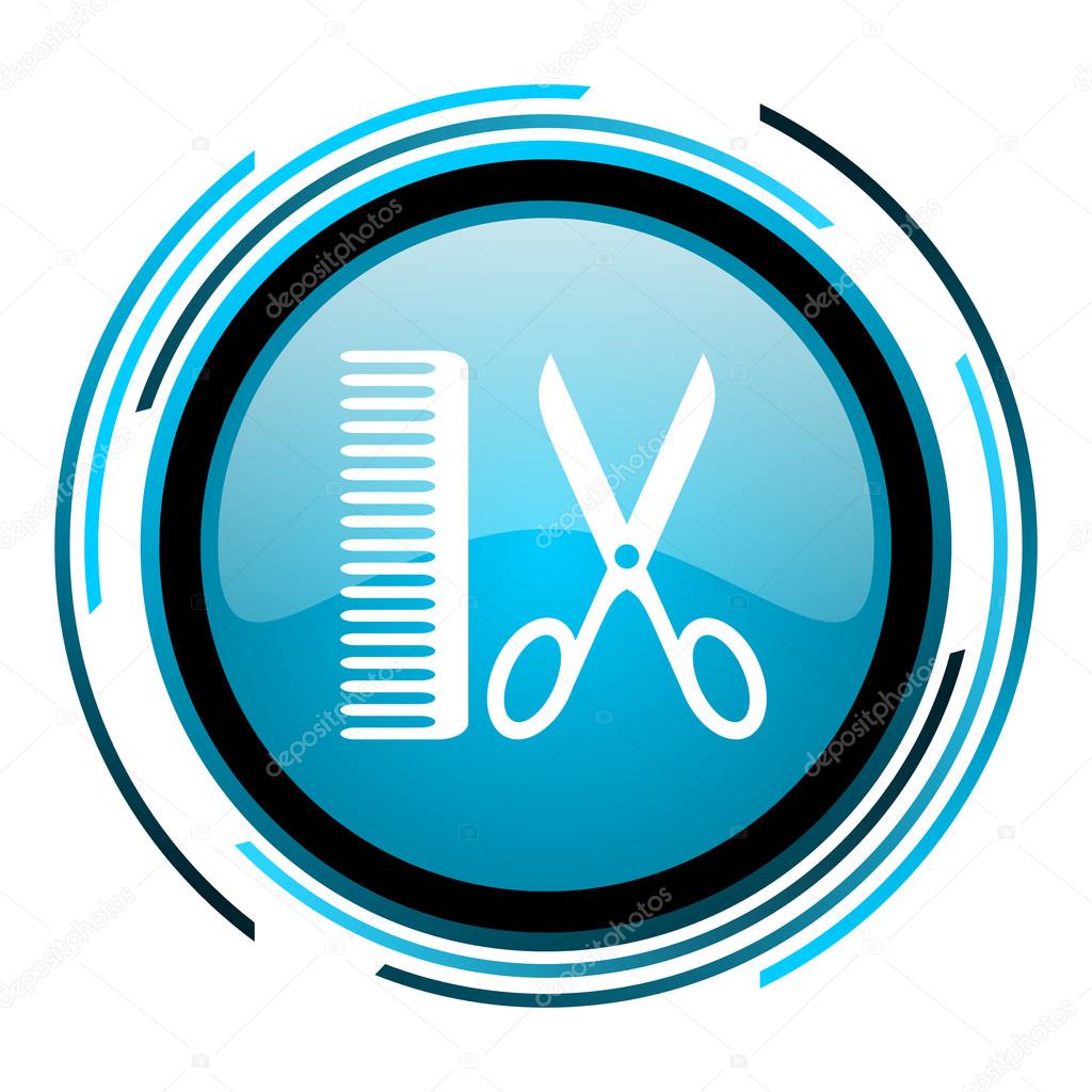 Barber blue circle glossy icon — Stock Photo © alexwhite 25595493