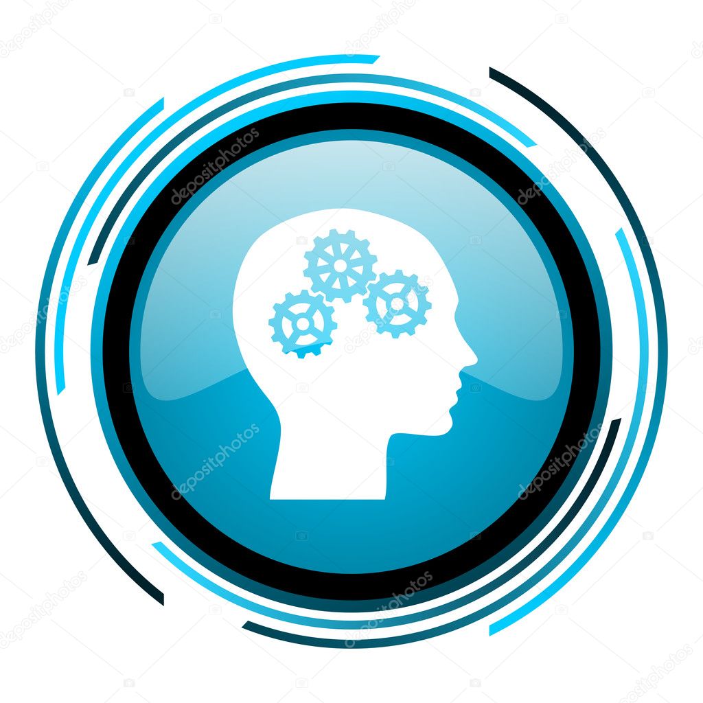 Head blue circle glossy ico