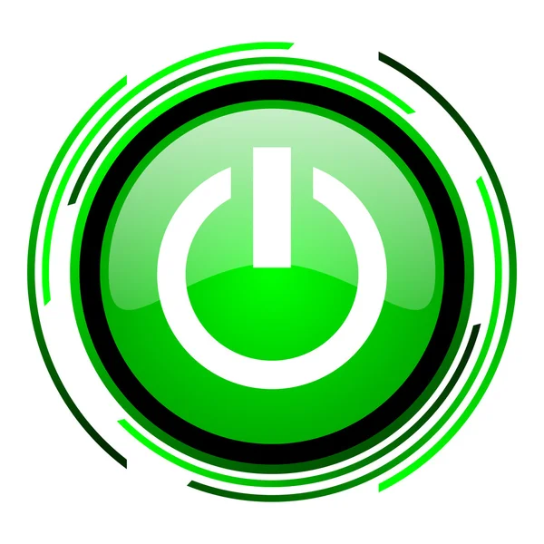 Power green circle glossy icon — Stock Photo, Image