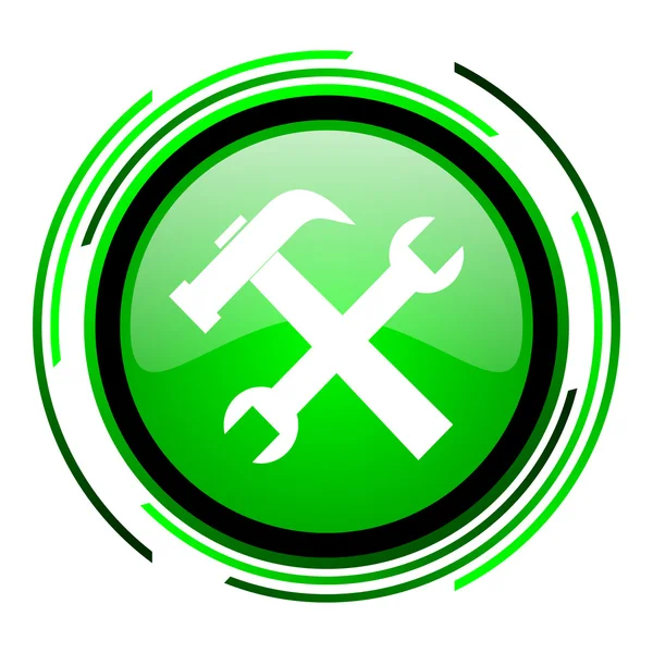 Werkzeuge grüner Kreis glänzendes Symbol — Stockfoto