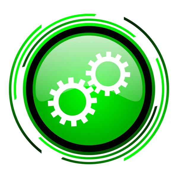 Gears grön cirkel blanka ikonen — Stockfoto