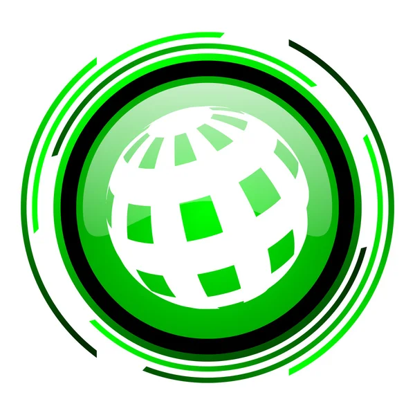 Earth green circle glossy icon — Stock Photo, Image