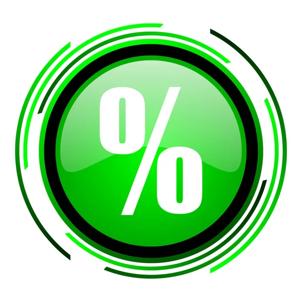 Percentage groene cirkel glanzende pictogram — Stockfoto