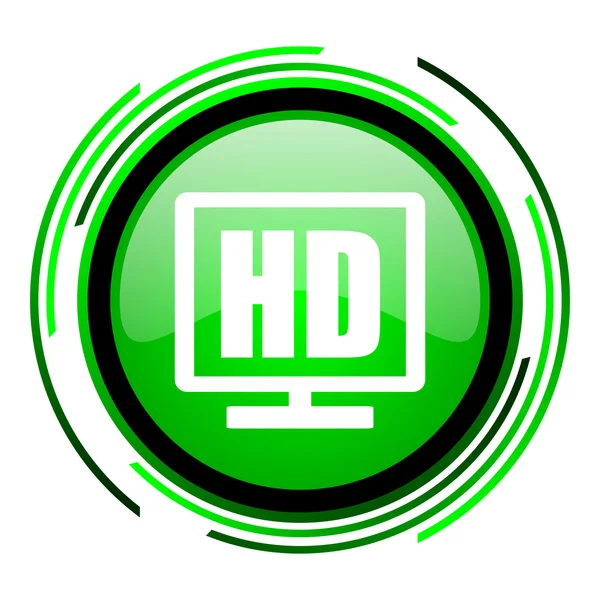 Hd display green circle glossy icon — Stock Photo, Image