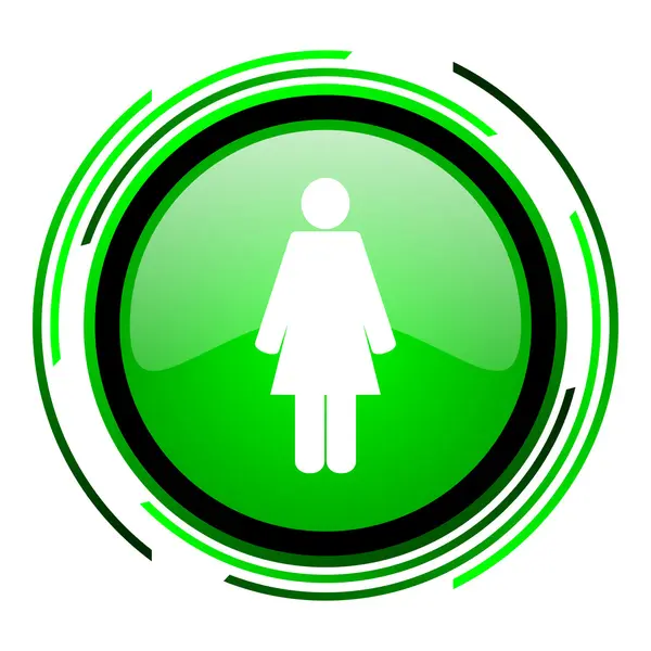 Woman green circle glossy icon — Stock Photo, Image