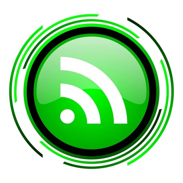 Rss green circle glossy icon — Stock Photo, Image