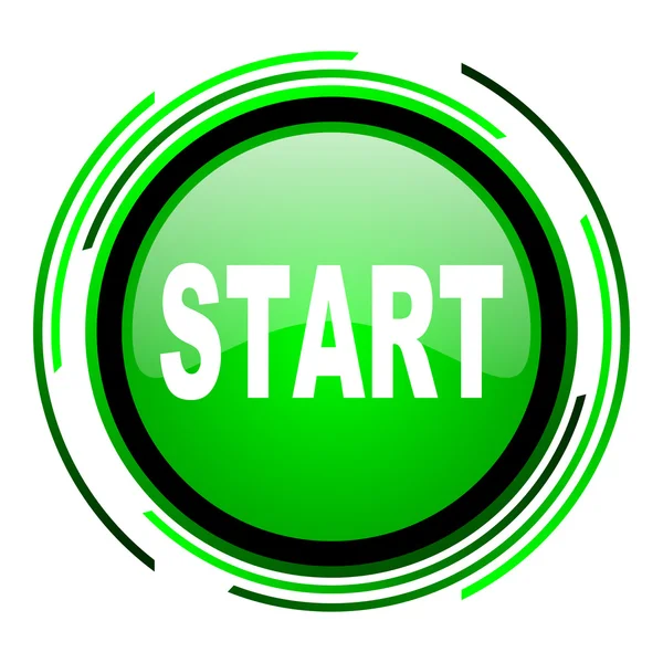 Groene cirkel glanzende pictogram Start — Stockfoto