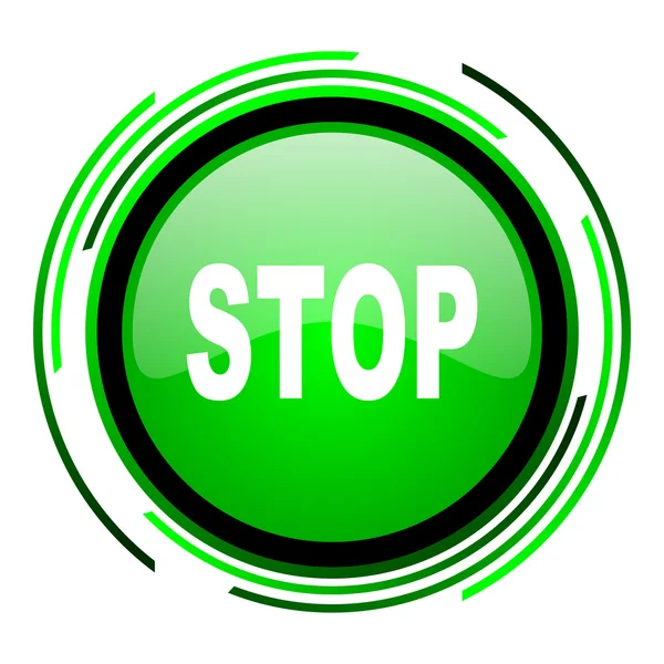 Stop green circle glossy icon — Stock Photo, Image