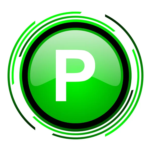 Park groene cirkel glanzende pictogram — Stockfoto