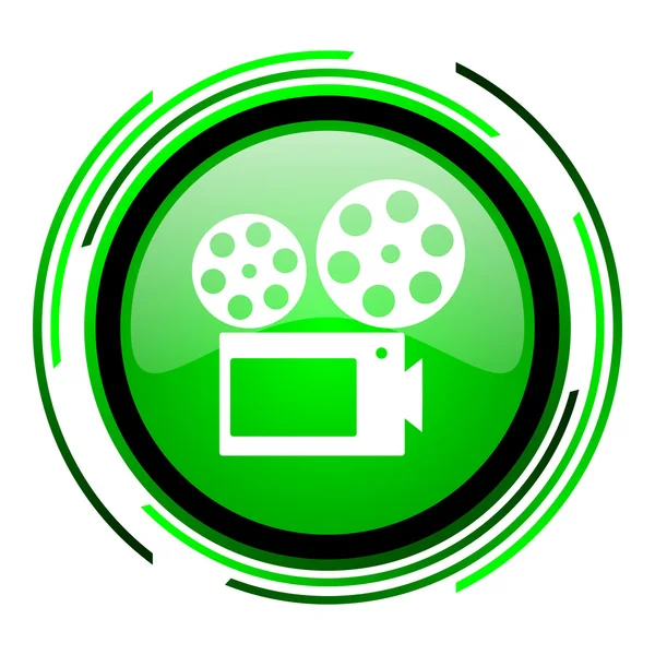 Cinema green circle glossy icon — Stock Photo, Image