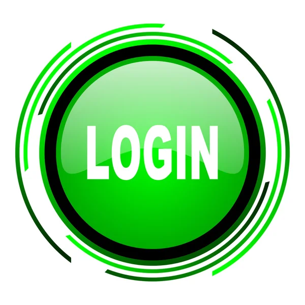Login ícone brilhante círculo verde — Fotografia de Stock