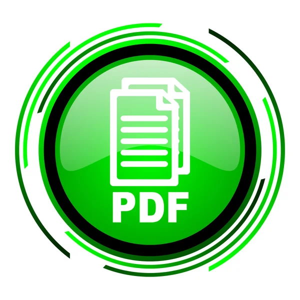 Pdf círculo verde icono brillante —  Fotos de Stock