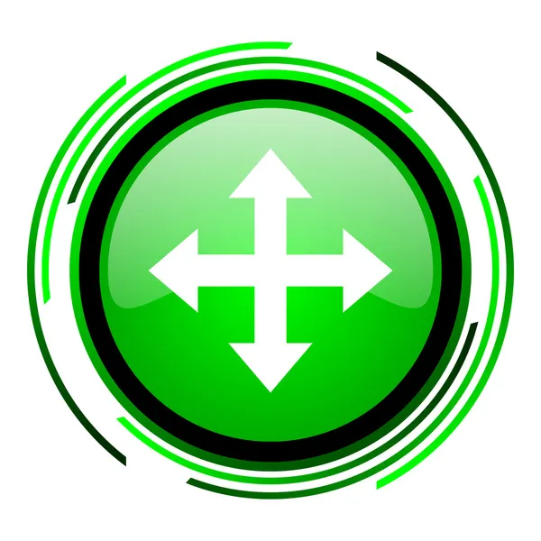 Setas círculo verde ícone brilhante — Fotografia de Stock