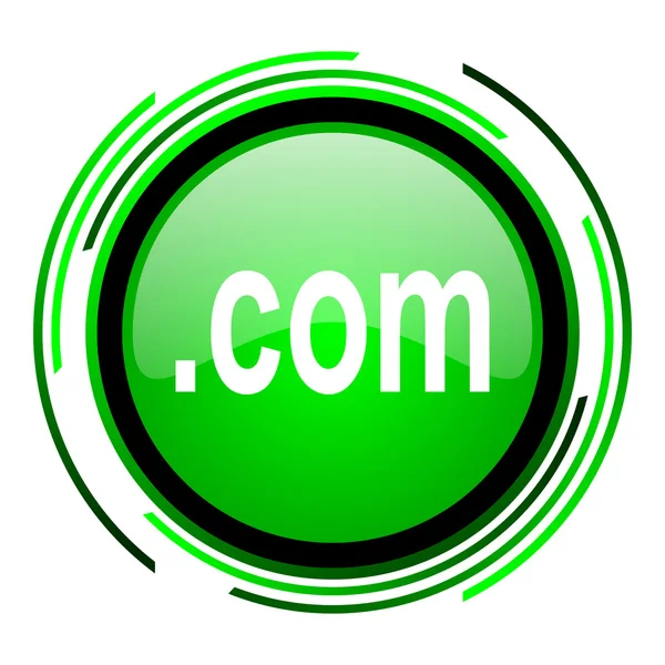 Com green circle glossy icon — Stock Photo, Image