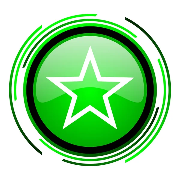 Parlak yıldız yeşil daire simgesi — Stok fotoğraf