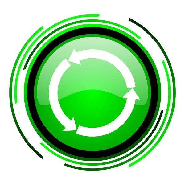 Rinfrescare cerchio verde icona lucida — Foto Stock