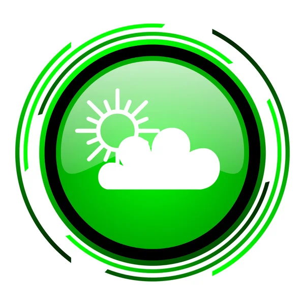 Weerbericht groene cirkel glanzende pictogram — Stockfoto