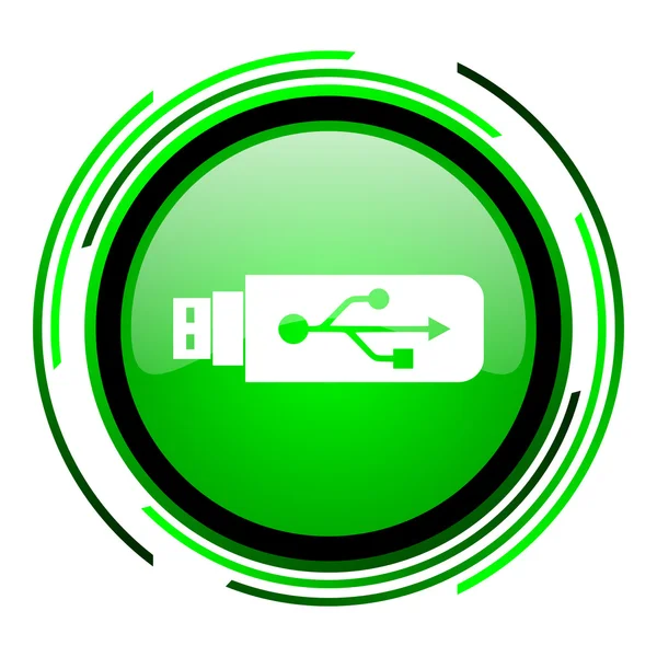 USB-groene cirkel glanzende pictogram — Stockfoto