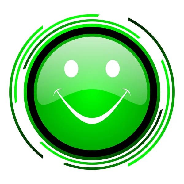 Groene cirkel glanzende pictogram glimlach — Stockfoto