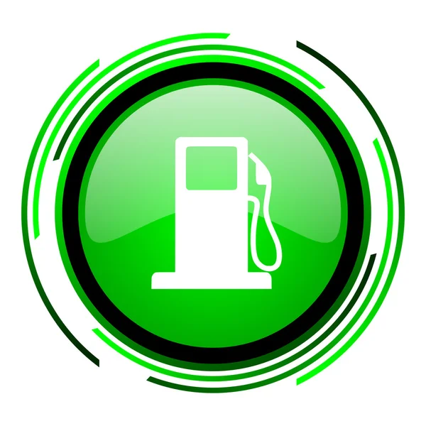 Brandstof groene cirkel glanzende pictogram — Stockfoto