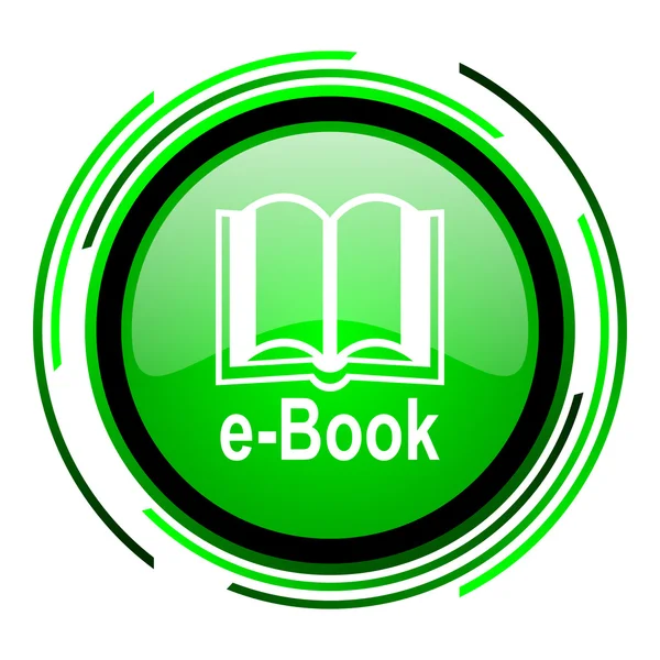 E-book ícone brilhante círculo verde — Fotografia de Stock