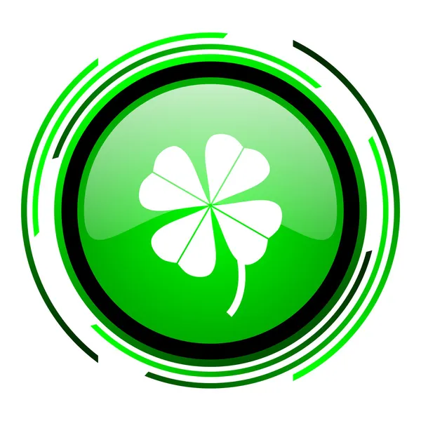 Four-leaf clover green circle glossy icon — Stock Photo, Image