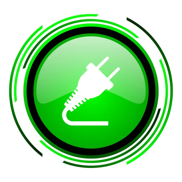 Plug green circle glossy icon — Stock Photo, Image