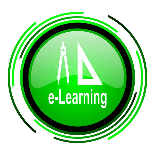 E-learning πράσινο κύκλο γυαλιστερό εικονίδιο — Φωτογραφία Αρχείου