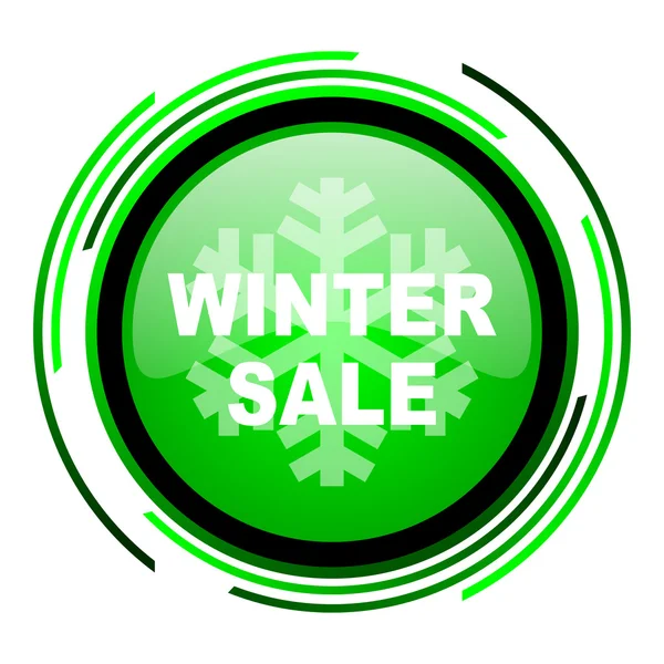 Sprzedam zimowe zielone kółko ikona — Zdjęcie stockowe