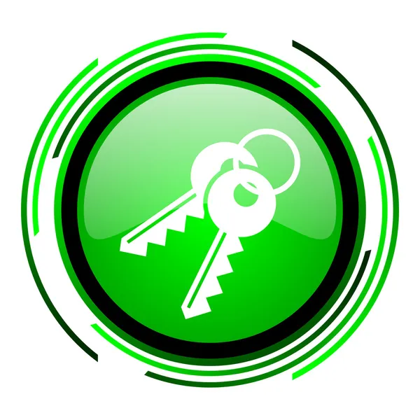 Klucze zielona ikona koło — Zdjęcie stockowe