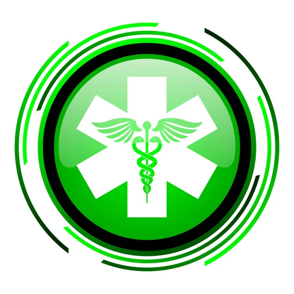 Caduceus grüner Kreis glänzendes Symbol — Stockfoto