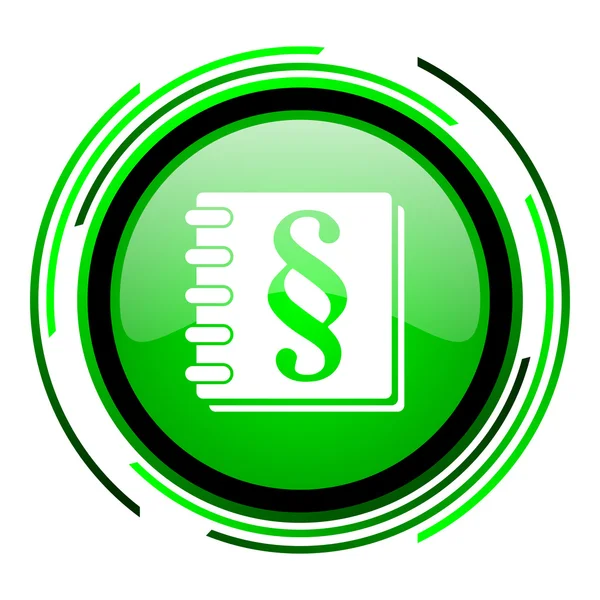Zákon zelený kruh lesklý ikona — Stock fotografie
