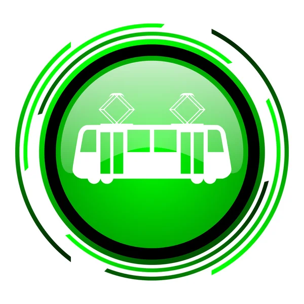 Tram green circle glossy icon — Stock Photo, Image