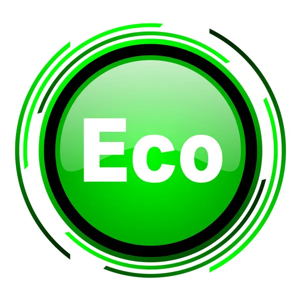 エコ緑色の円の光沢のあるアイコン — ストック写真