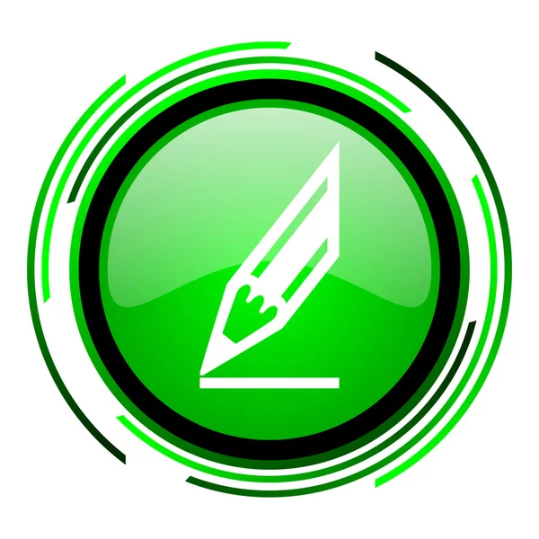 Desenhar ícone brilhante círculo verde — Fotografia de Stock