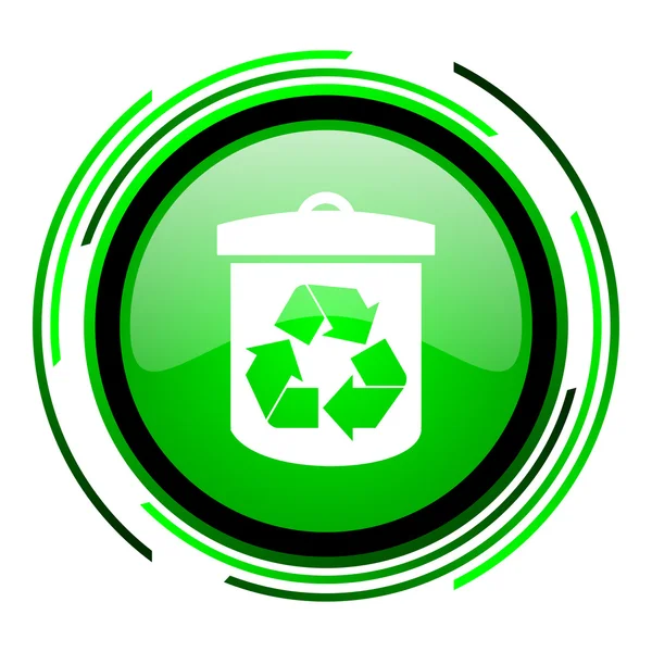 Reciclar ícone brilhante círculo verde — Fotografia de Stock