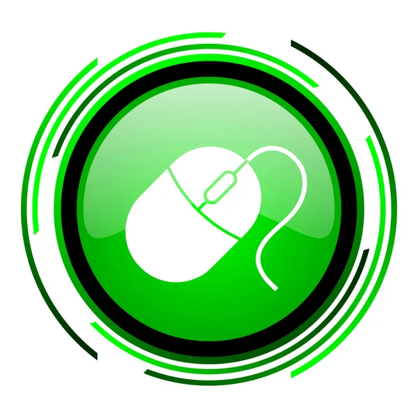 Mouse green circle glossy icon — Stock Photo, Image