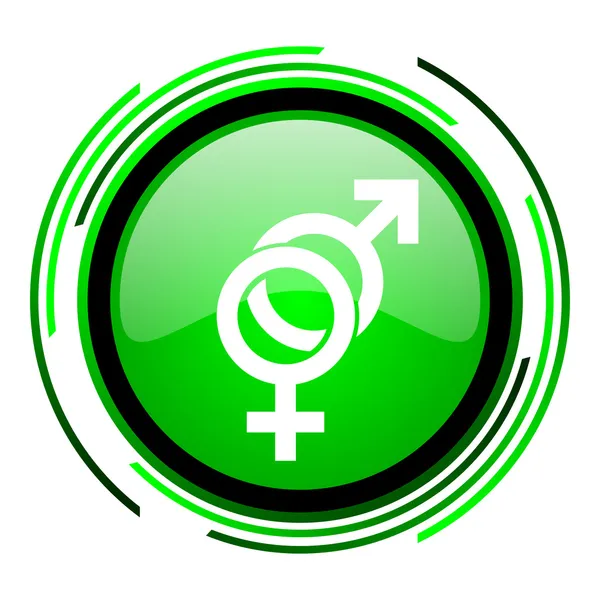 Geschlecht grüner Kreis glänzende Ikone — Stockfoto