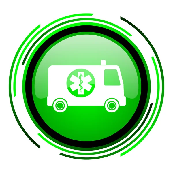 Ambulance groene cirkel glanzende pictogram — Stockfoto