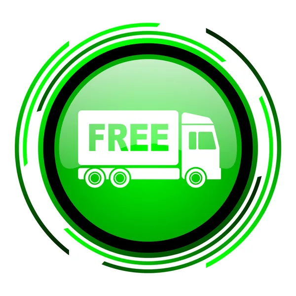 Free delivery green circle glossy icon — Stock Photo, Image