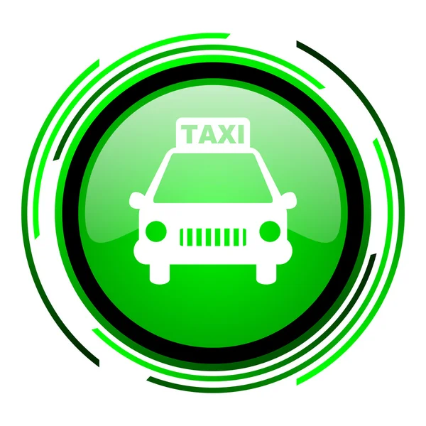 Taxi círculo verde icono brillante — Foto de Stock