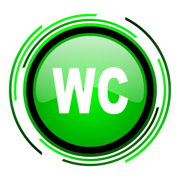 Wc círculo verde icono brillante — Foto de Stock