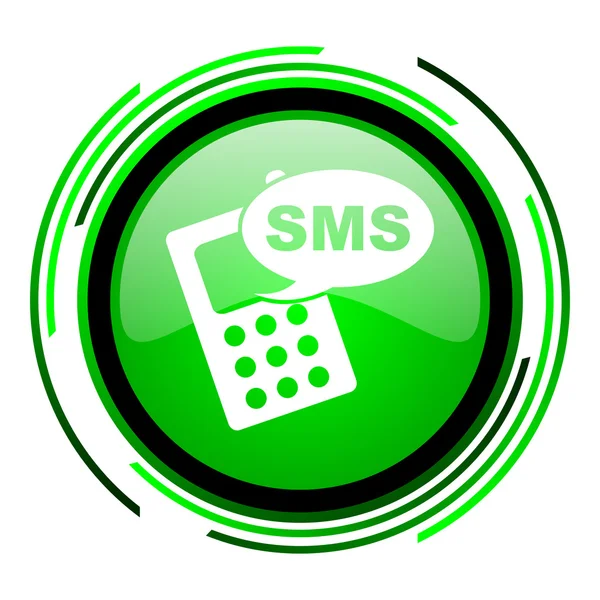 Sms green circle glossy icon — Stock Photo, Image