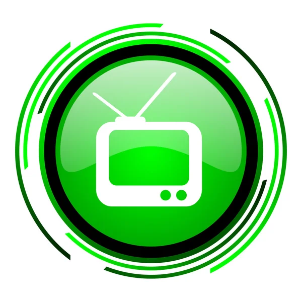 Tv green circle glossy icon — Stock Photo, Image