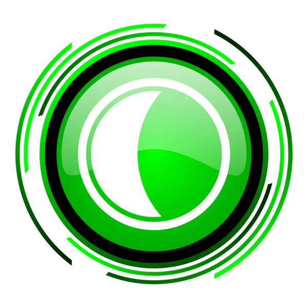 Moon green circle glossy icon — Stock Photo, Image